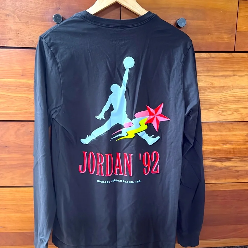 Jordan Black Long Sleeve Tee with Red Logo